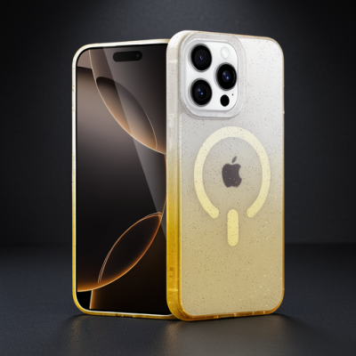 Apple İphone 14 Pro Pummel Shiny Magsafe Kapak - Gold