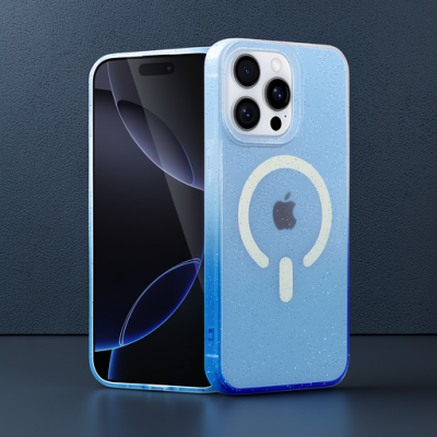 Apple İphone 14 Pro Pummel Shiny Magsafe Kapak - Mavi
