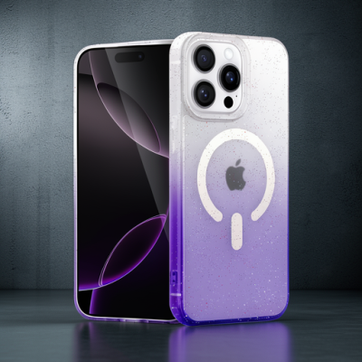 Apple İphone 14 Pro Pummel Shiny Magsafe Kapak - Mor