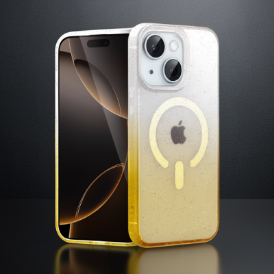 Apple İphone 14 Pummel Shiny Magsafe Kapak - Gold