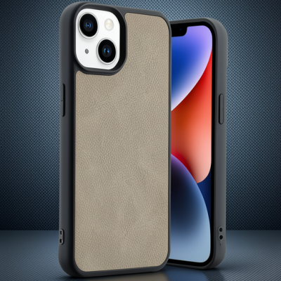Apple İphone 15 Kılıf Aras Deri Kapak - Pudra