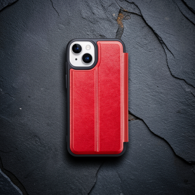 Apple İphone 15 Kılıf Flip Cover - Kırmızı