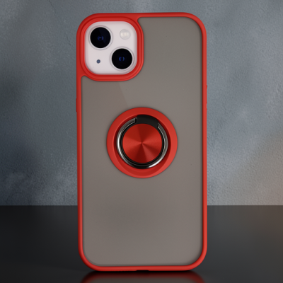 Apple İphone 15 Kılıf Montreal Yüzüklü Silikon Kapak - Kırmızı