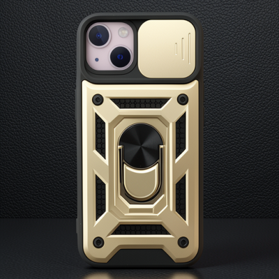 Apple İphone 15 Kılıf Pars Lens Yüzüklü Silikon - Gold