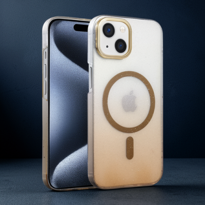 Apple İphone 15 Plus Glossy Magsafe Kapak - Çöl Titanyum