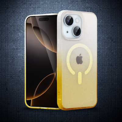 Apple İphone 15 Plus Pummel Shiny Magsafe Kapak - Gold
