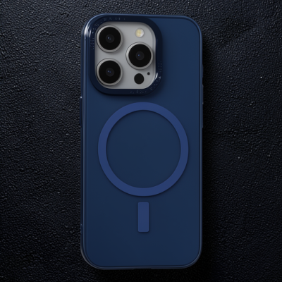 Apple İphone 15 Pro Kılıf Anka Pc Magneticsafe Sert Metal Kapak - Lacivert