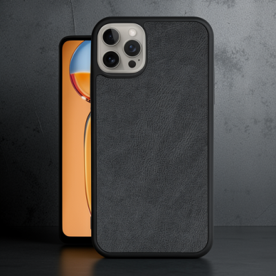 Apple İphone 15 Pro Kılıf Aras Deri Kapak - Siyah