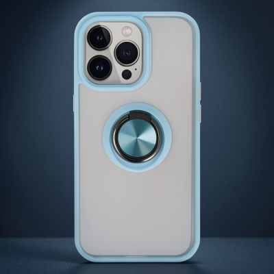 Apple İphone 15 Pro Kılıf Montreal Yüzüklü Silikon Kapak - Buz Mavi