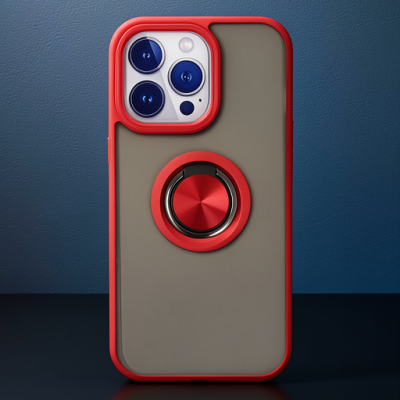 Apple İphone 15 Pro Kılıf Montreal Yüzüklü Silikon Kapak - Kırmızı