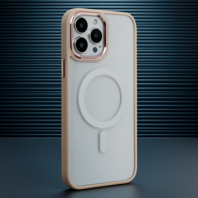 Apple İphone 15 Pro Kılıf Room Magneticsafe Silikon - Pudra