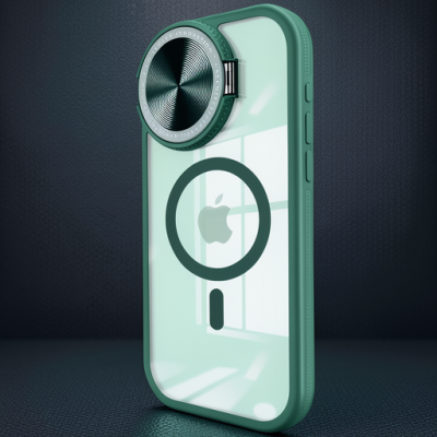 Apple İphone 15 Pro Kılıf Teleskop Lens Magsafe Silikon Kapak - Koyu Yeşil