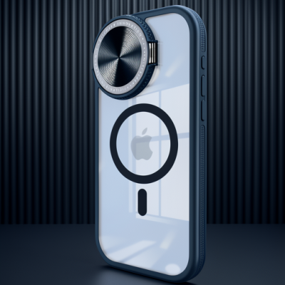 Apple İphone 15 Pro Kılıf Teleskop Lens Magsafe Silikon Kapak - Lacivert