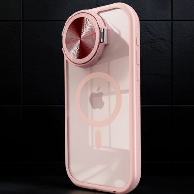 Apple İphone 15 Pro Kılıf Teleskop Lens Magsafe Silikon Kapak - Pembe