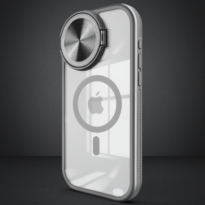 Apple İphone 15 Pro Kılıf Teleskop Lens Magsafe Silikon Kapak - Titan Gri