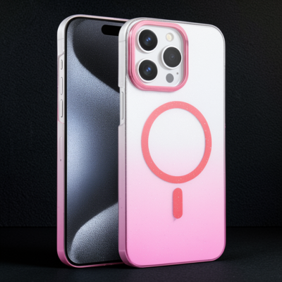Apple İphone 15 Pro Max Glossy Magsafe Kapak - Pembe