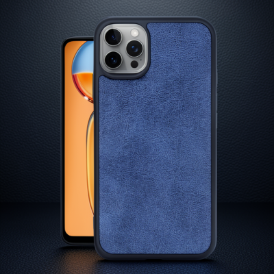 Apple İphone 15 Pro Max Kılıf Aras Deri Kapak - Lacivert