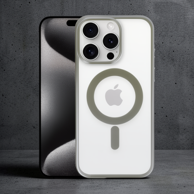 Apple İphone 15 Pro Max Kılıf Erozi Magsafe Kapak - Gri