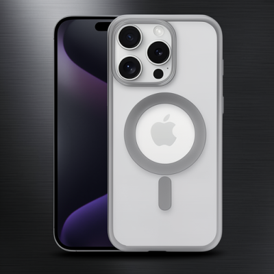 Apple İphone 15 Pro Max Kılıf Erozi Magsafe Kapak - Gümüş