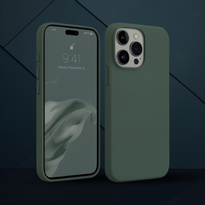 Apple İphone 15 Pro Max Kılıf First Silikon - Koyu Yeşil