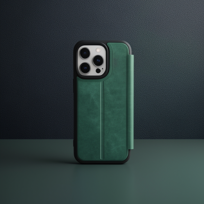 Apple İphone 15 Pro Max Kılıf Flip Cover - Koyu Yeşil