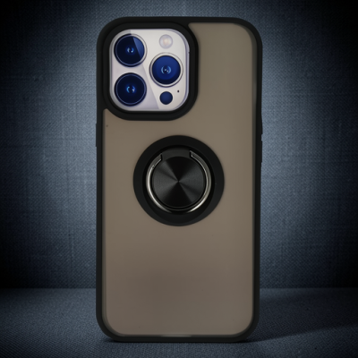 Apple İphone 15 Pro Max Kılıf Montreal Yüzüklü Silikon Kapak - Siyah