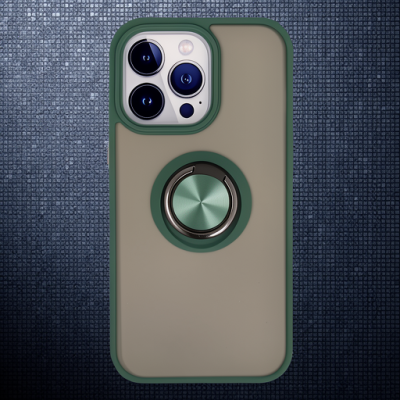 Apple İphone 15 Pro Max Kılıf Montreal Yüzüklü Silikon Kapak - Yeşil