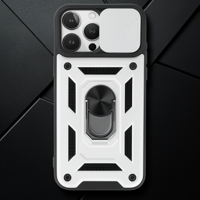 Apple İphone 15 Pro Max Kılıf Pars Lens Yüzüklü Silikon - Gümüş