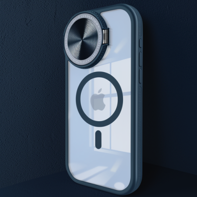 Apple İphone 15 Pro Max Kılıf Teleskop Lens Magsafe Silikon Kapak - Lacivert