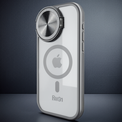 Apple İphone 15 Pro Max Kılıf Teleskop Lens Magsafe Silikon Kapak - Titan Gri