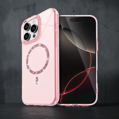 Apple İphone 15 Pro Max Live Diamond Magsafe Kapak - Pembe