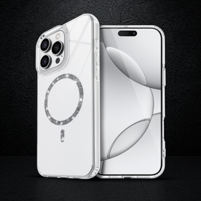 Apple İphone 15 Pro Max Live Diamond Magsafe Kapak - Şeffaf