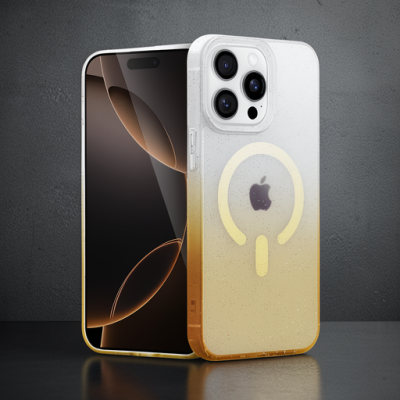 Apple İphone 15 Pro Max Pummel Shiny Magsafe Kapak - Gold