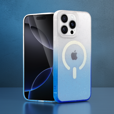Apple İphone 15 Pro Max Pummel Shiny Magsafe Kapak - Mavi