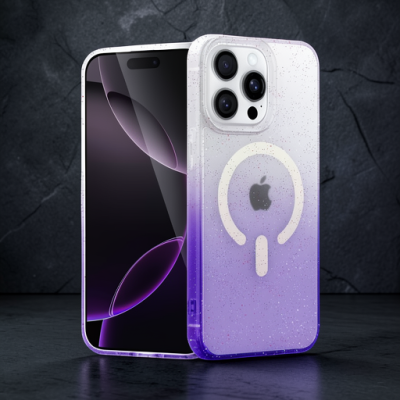 Apple İphone 15 Pro Max Pummel Shiny Magsafe Kapak - Mor