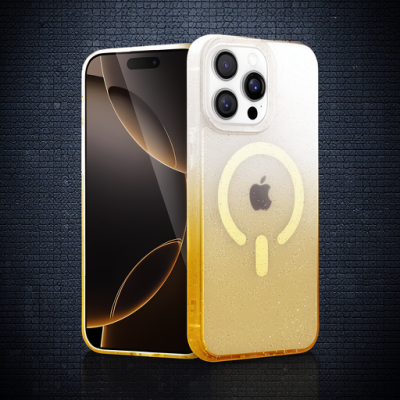 Apple İphone 15 Pro Pummel Shiny Magsafe Kapak - Gold
