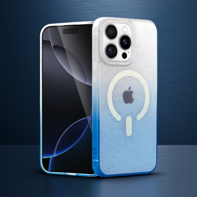 Apple İphone 15 Pro Pummel Shiny Magsafe Kapak - Mavi
