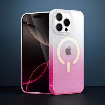 Apple İphone 15 Pro Pummel Shiny Magsafe Kapak - Pembe