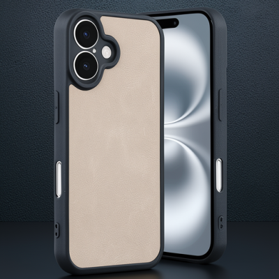 Apple İphone 16 Kılıf Aras Deri Kapak - Pudra