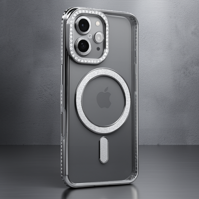 Apple İphone 16 Kılıf Joke Simli Magneticsafe Kılıf - Gri