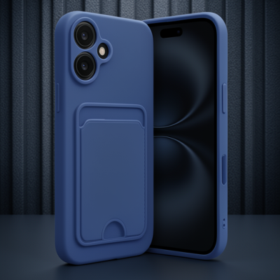 Apple İphone 16 Kılıf Kelvin Kartvizitli Silikon - Lacivert