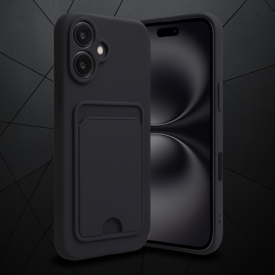 Apple İphone 16 Kılıf Kelvin Kartvizitli Silikon - Siyah