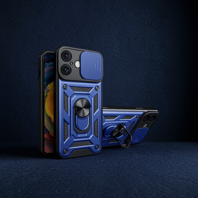 Apple İphone 16 Kılıf Pars Lens Yüzüklü Silikon - Lacivert