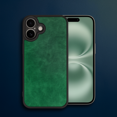 Apple İphone 16 Plus Kılıf Aras Deri Kapak - Koyu Yeşil