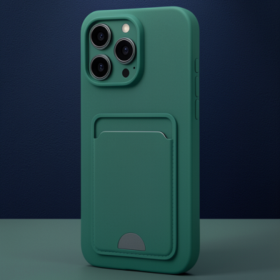 Apple İphone 16 Plus Kılıf Kelvin Kartvizitli Silikon - Koyu Yeşil