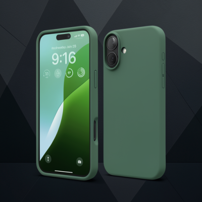 Apple İphone 16 Plus Kılıf Nano İçi Kadife Silikon - Koyu Yeşil