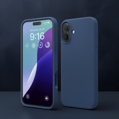 Apple İphone 16 Plus Kılıf Nano İçi Kadife Silikon - Lacivert