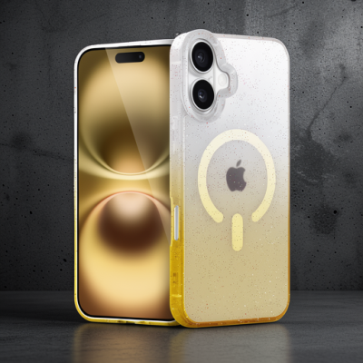Apple İphone 16 Plus Pummel Shiny Magsafe Kapak - Gold