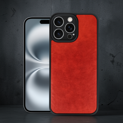 Apple İphone 16 Pro Kılıf Aras Deri Kapak - Kırmızı