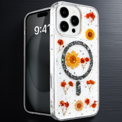 Apple İphone 16 Pro Kılıf Daisy Simli Magsafe Kapak - Siyah